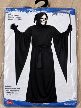 Rubie's Black Grim Reaper Kids Hooded Robe Costume